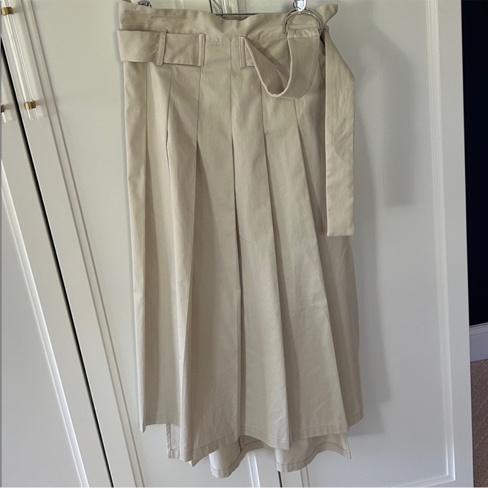 Asymmetrical Beige Pleated Skirt